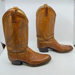 Vintage DAN POST Lizard Toe Brown Cowboy Boots